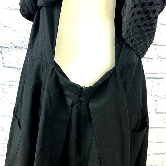 Eliza J Womens Sz 16 Black Eyelet Popover Poplin Dress Sleeveless Knee Length R4 - Picture 9 of 12